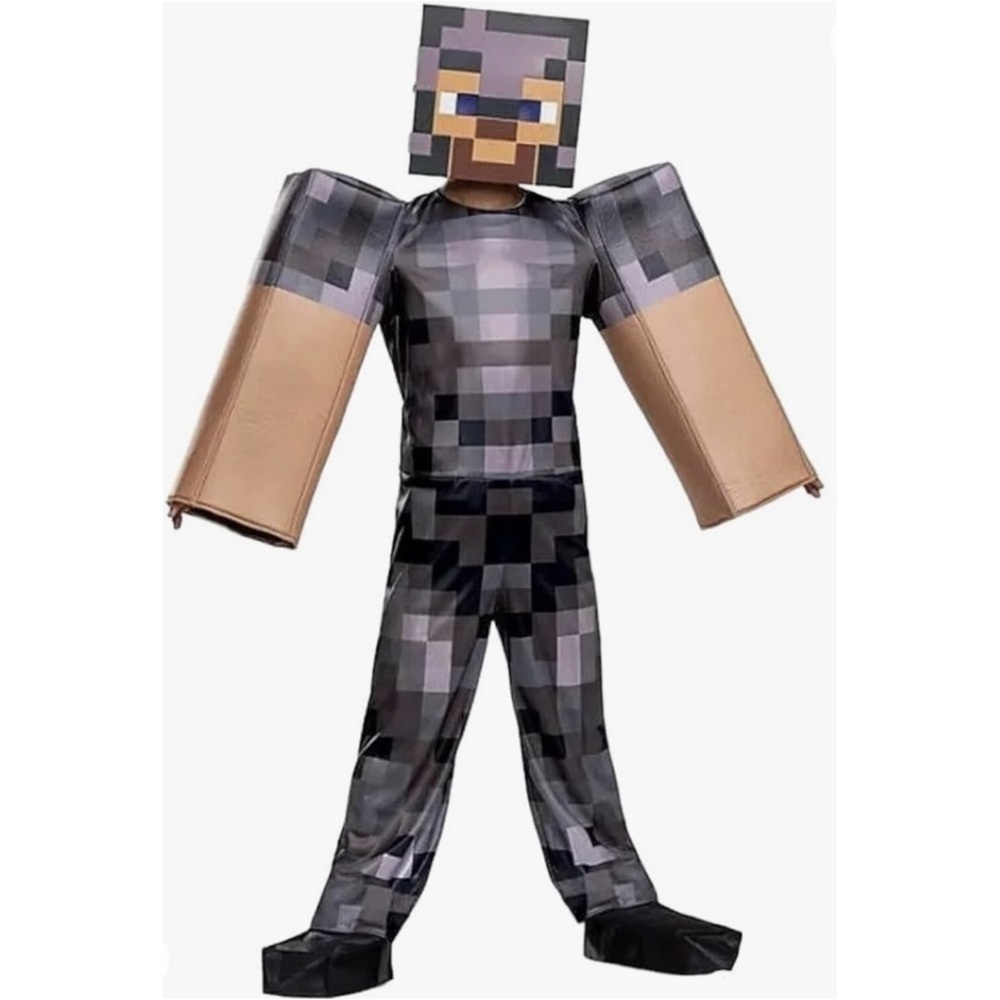New! Minecraft Steve Netherite‎ Armor Child Costume Small (4-6) Disguise